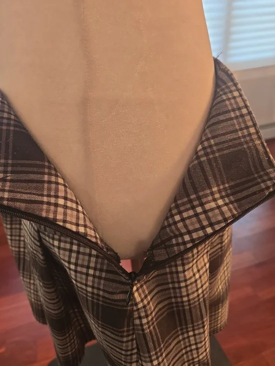 Plaid Pleated Tweenie Mini Skirt Womens Schoolgirl Punk Goth Black White Large - Picture 4 of 6